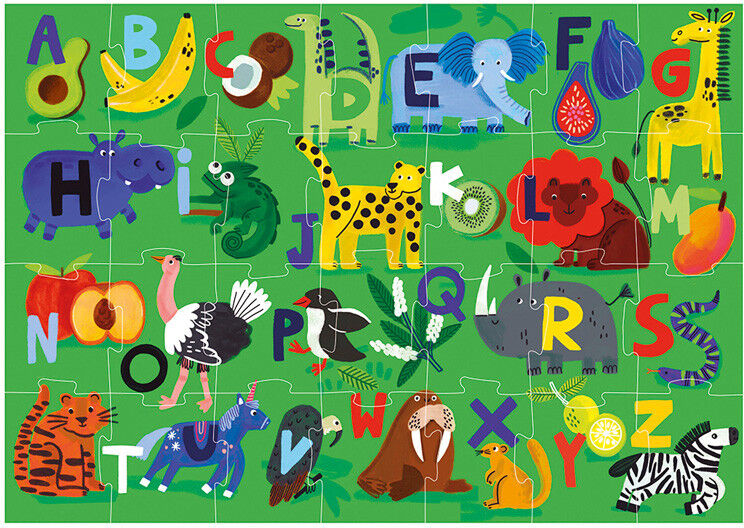 EDUCA BORRAS Puzzle Max 28 pièces English Alphabet, fruits et animaux - Educa