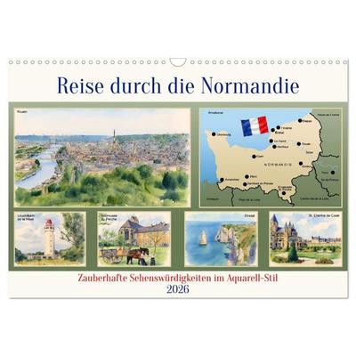 Reise durch die Normandie (Wandkalender 2026 DIN A3 quer), CALVENDO Monatskalender