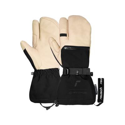 Fäustlinge REUSCH "Duality R-WOOL Lobster", Damen, Gr. 10, schwarz (beige, schwarz), 70% Polyester, 30% Rindsleder, mehrfarbig, Handschuhe Fäustlinge, mit winddichter und atmungsaktiver Funktion