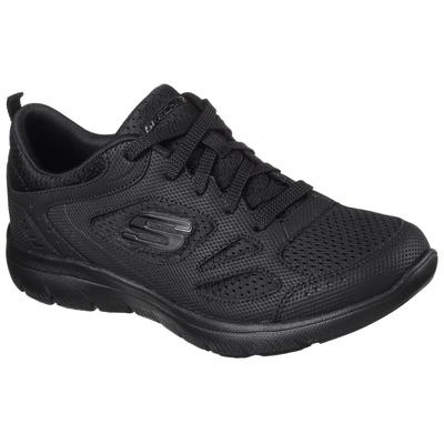 Sneaker SKECHERS "SUMMITS-SUITED", Damen, Gr. 37, Textil, schwarz, Leder, Textil, Schuhe Sneaker, Freizeitschuh, Trainingsschuh, Schnürschuh mit weicher Polsterung, Topseller