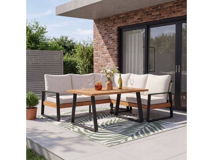 Dining-Loungeset Alexa Holz Outdoorstoff/Metall