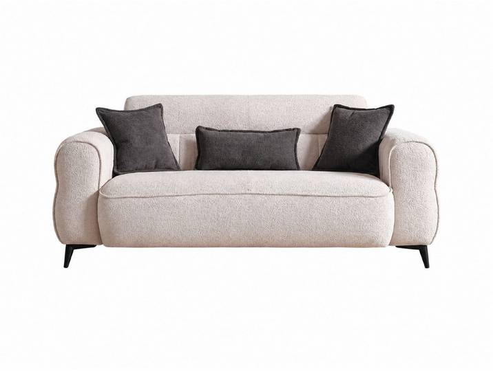 Villa Möbel Sofa Merida, 1 Einzelsofa 1 Teile, Beige 2er Sofa Schlaffunktion durch aufklappbare Sitzfläche