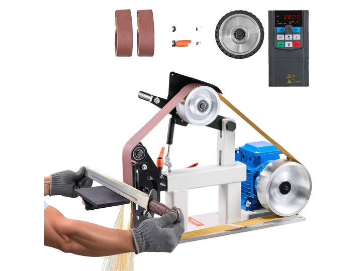 Ponceuse d'établi à bande et à disque VEVOR\, 1\,5 kW Ponceuse d'établi avec disque Ph 427 x 12\ \, bande abrasive réglable\, Central Machinery Ponceuse à bande et à disque