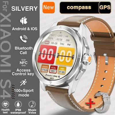 Uplift Picks UltraTrack S4 AMOLED Smart Watch Outdoor GPS NFC Bluetooth Call brown Leather xiaomi S4 Ultra