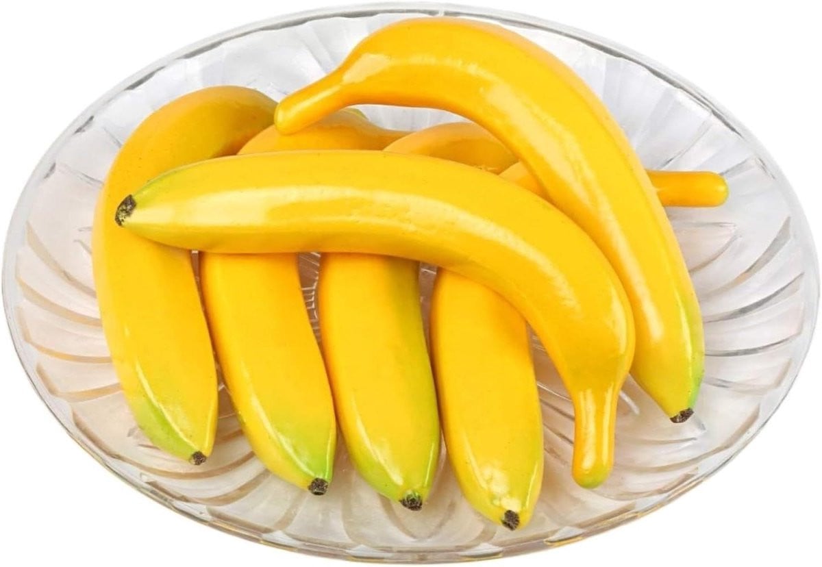 Set van 6 realistische kunstbananen voor decoratie - Geel