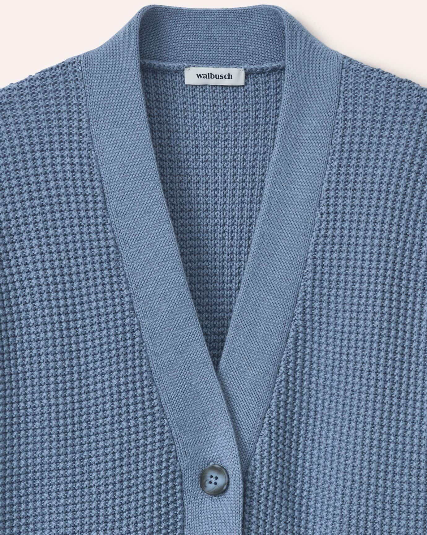 Walbusch Strukturierte Strickweste mit aufgesetzten Taschen, normale Größen, Farbe Blau, 40, vielseitig kombinierbar bequem und hautsympathisch Damen