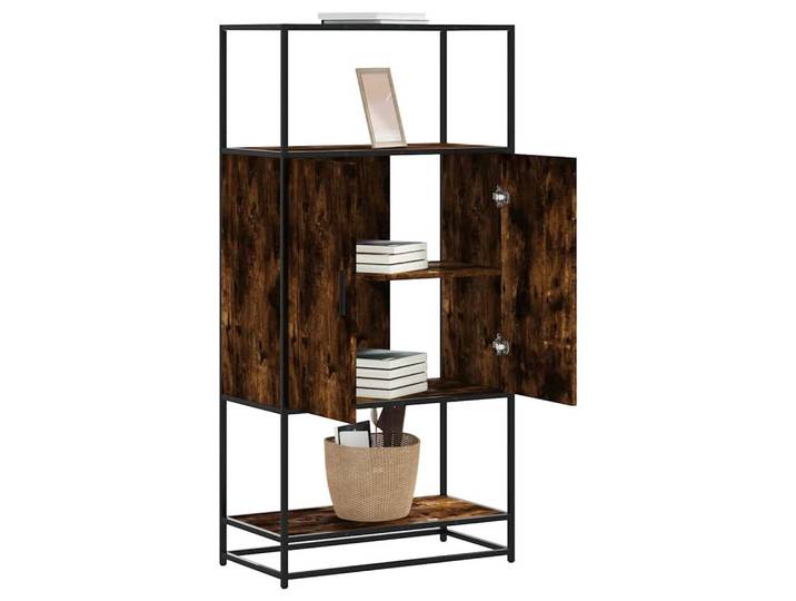 vidaXL Highboard, Highboard Räuchereiche 68x35x139 cm Holzwerkstoff und Metall