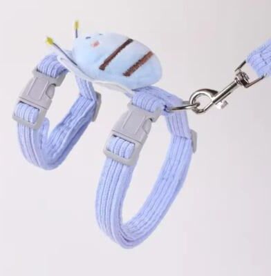 Uplift Essentials Bumblebee Adjustable Cat Harness And Leash Set blue m