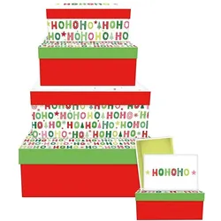 Braun + Company, Geschenkverpackung, Weihn.Geschenkkarton Funny Hoho sort. (6x)
