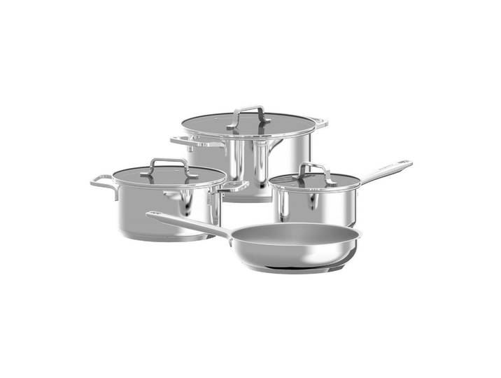 Kochtopfset 7-teilig Edelstahlfarben B: 33 cm