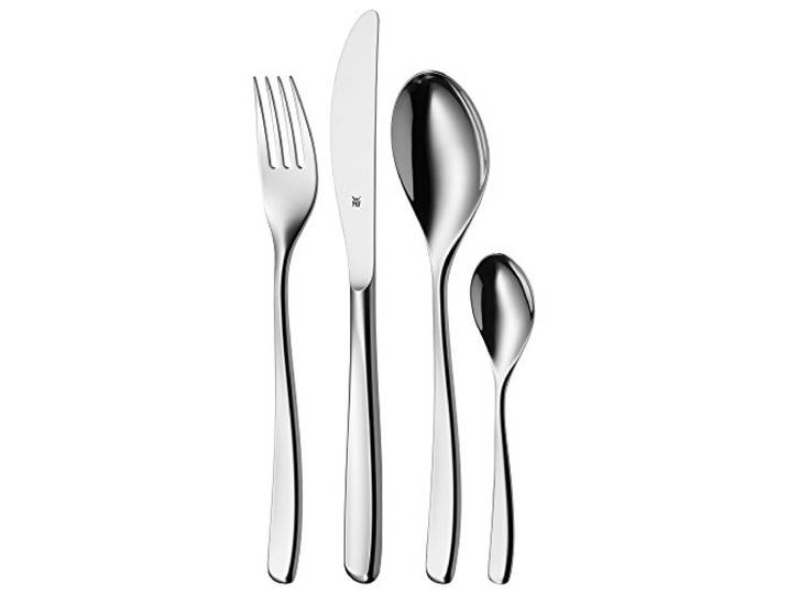 WMF Sinus Edelstahl Besteck Set 6 Personen, Essbesteck Set 24 teilig Monobloc-Messer, Cromargan Edelstahl poliert, glänzend, spülmaschinenfest