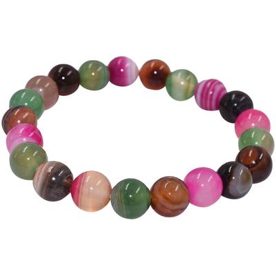 Armband FIRETTI "Schmuck Geschenk Armschmuck Armkette Edelstein Perlen, Onesize", rosa (pink, braun, grün, pink, braun, grün), Armbänder, Damen, 20cm, Silikon Stein, Silikon, Stein, Armband, Made in Germany - mit Achat