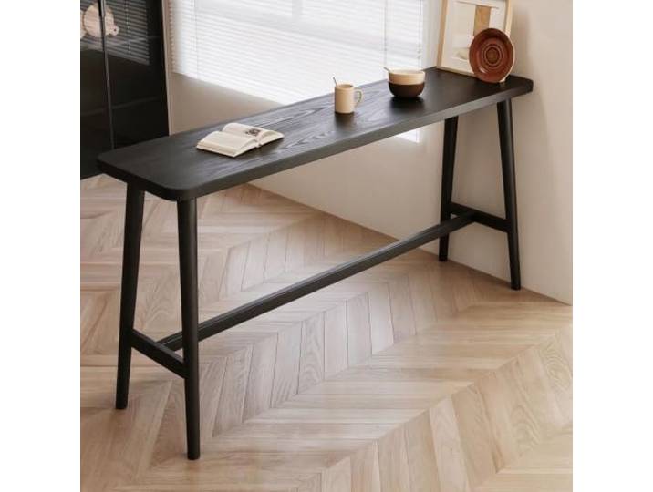 KXPSWGE Enger Bar Tisch,Massivholz Bar Höhe Tisch,Live Edge Esstisch Schmaler Konsolentisch für den Eingang, Rechteck Live Edge Küchentisch(160cm/63in)