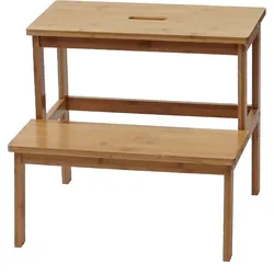 Tritthocker MCW-B87, Stufenhocker Trittbank Holzhocker, Bambus 43x47x38cm