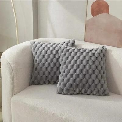 Uplift Picks 3D Plush Throw Pillowcase Cream White Decorative Sofa Cushion Cover gray 450*450 Mm