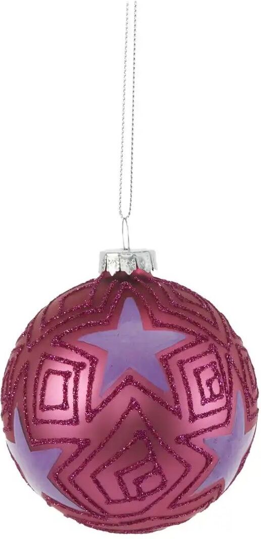 HOME STORY Weihnachtsbaumkugel mit Sternen   ¦ rosa/pink ¦ Glas,Aluminium Ø: 8