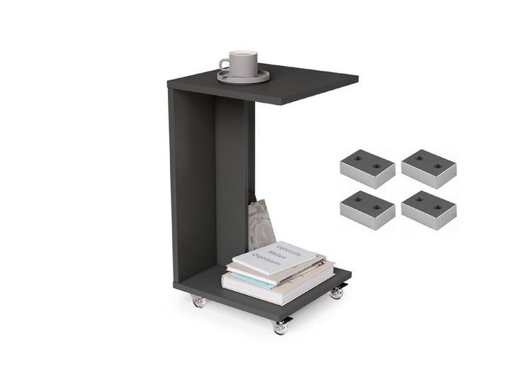 designimpex Beistelltisch Design Hugo Ecktisch Tisch Notebooktisch mit/ohne Rollen, tisch klein, ecktisch, rollbarer tisch, beistelltisch klein,homeoffice