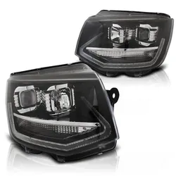 Scheinwerfer mit LED-Tagfahrlicht passend für VW T6 2015–2019 Schwarz