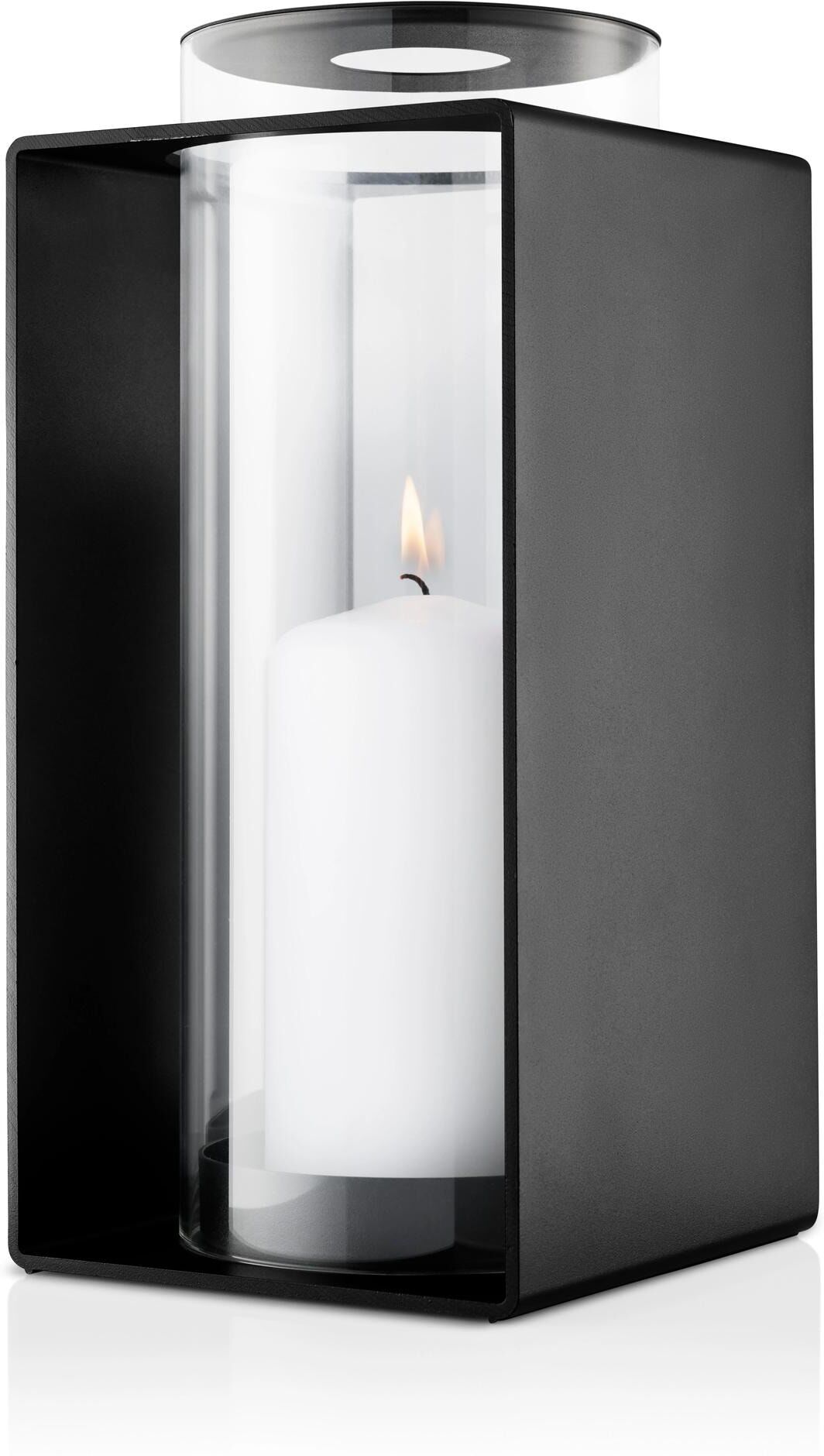 Kerzenlaterne EVA SOLO "Glow", schwarz, B:14cm H:30cm T:14cm, Aluminium, Glas, Metall, Kerzenhalter, Kerzenlaterne, Stimmungsvolle Laterne für drinnen und draussen schwarz B/H/T: 14cm x 30cm x 14cm