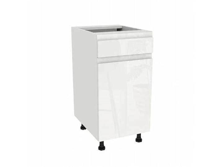 Laclar FREZO Küchen-Unterschrank mit Schubladen - Grifflos - Soft-Close - Hochglanz - Elegante & funktionale Lösung für Ihre Küche - 40x48,5x72 cm - Weiß, Front: Hochglanz Weiß grifflos