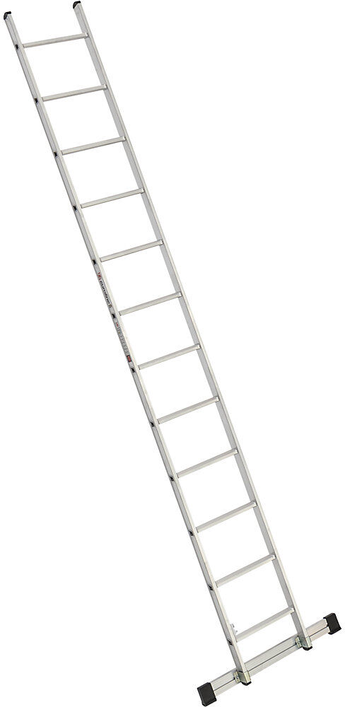 Sprossen-Anlegeleiter, Breite 410 mm, 12 Sprossen mit Traverse euroline