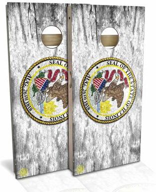 Skip's Garage Illinois Flag Outdoor Cornhole Board Set