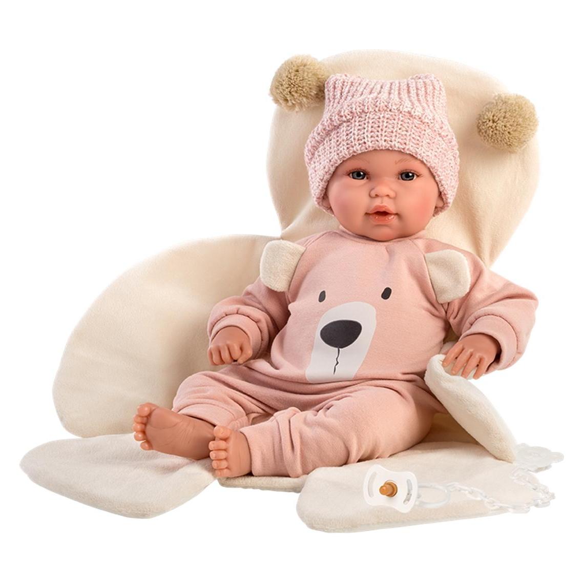 Llorens Nacida-Puppe, rosa Teddybär mit Wickeltisch, 36 cm (16344)
