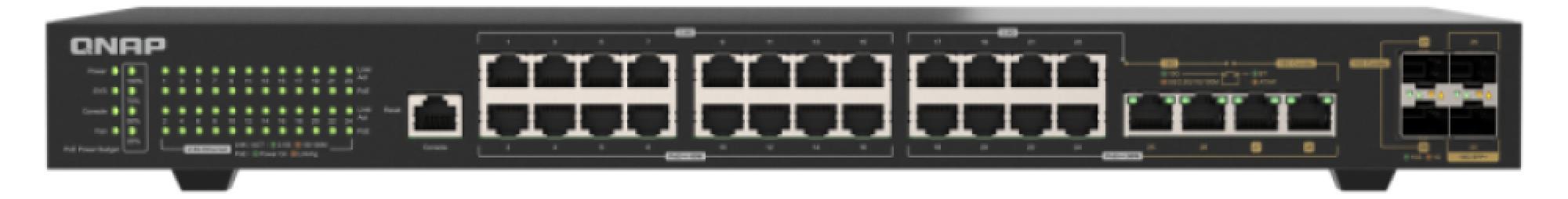 QNAP QSW-M2130P-2C2S26T, Managed, L2, 2.5G Ethernet (100/1000/2500), Power over Ethernet (PoE), Rack-Einbau, 1U