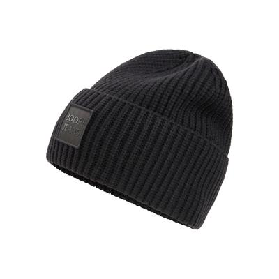 Strickmütze JOOP JEANS "Lucifo", Herren, schwarz, Strick, Viskosemischung, unifarben, Mützen Strickmütze, weiches Material, breiter Umschlag