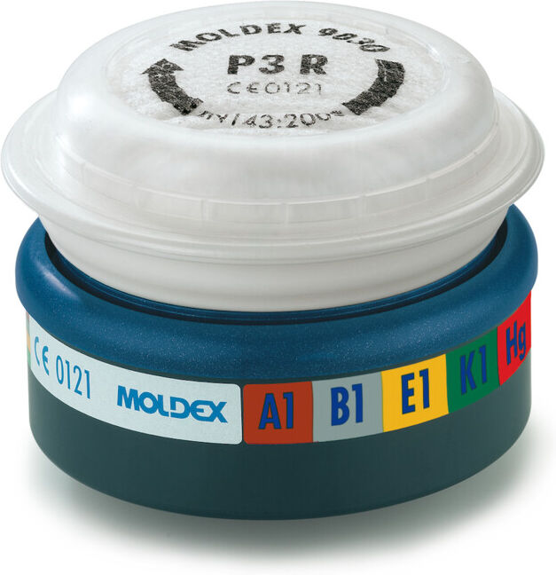 Moldex Filtre combiné A1B1E1K1Hg P3 RD, pour séries 7000 + 9000, EasyLock®, gaz organiques, gaz inorganiques, gaz acides, ammoniaque, dioxyde de soufr (9730)