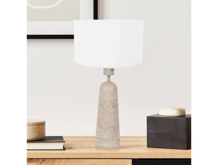 Anne Light Tischlampe Travino, creme / amber, für Wohn- / Esszimmer, Stein