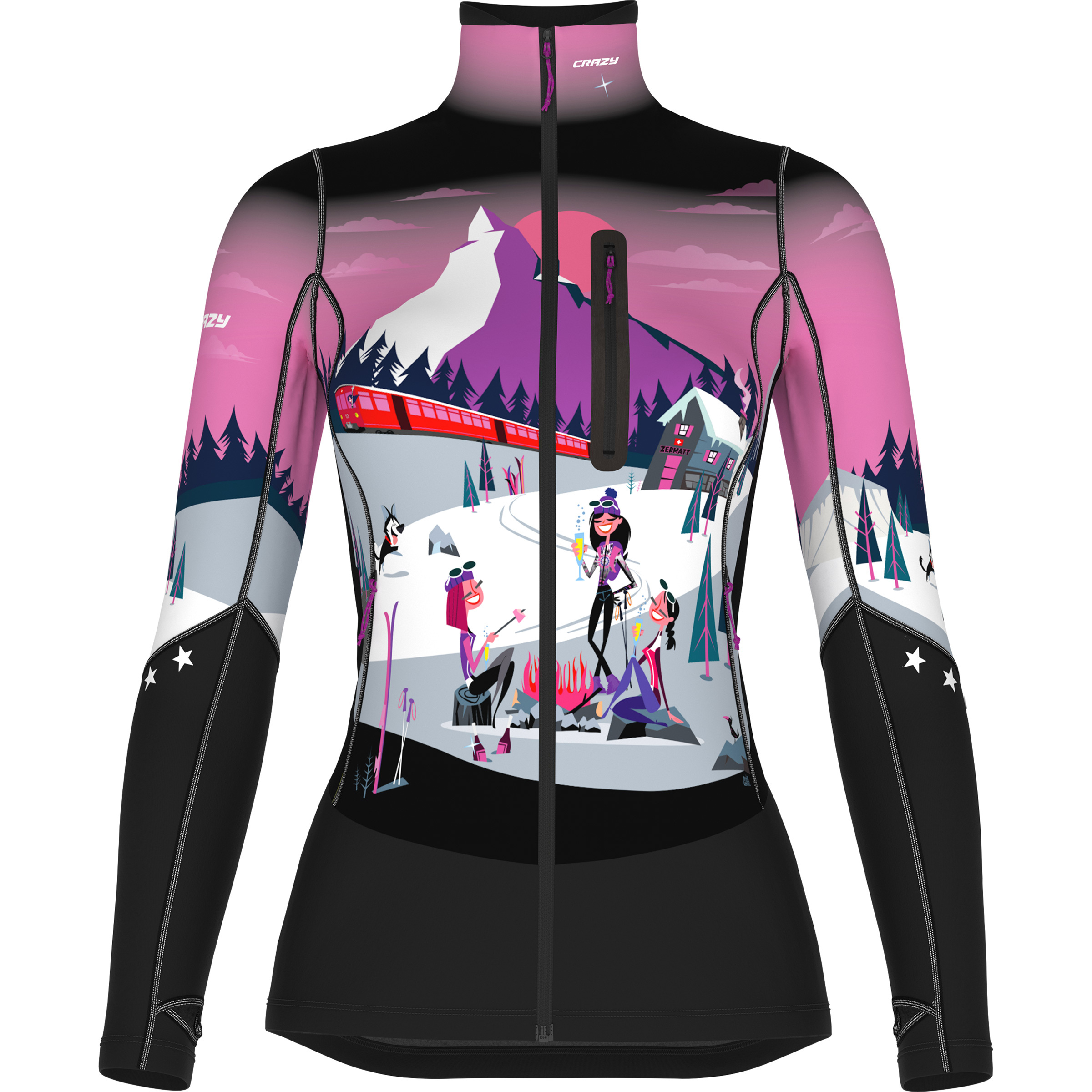 Crazy Oxygen Damen Fleecejacke schwarz Größe L Trekking Elastisch