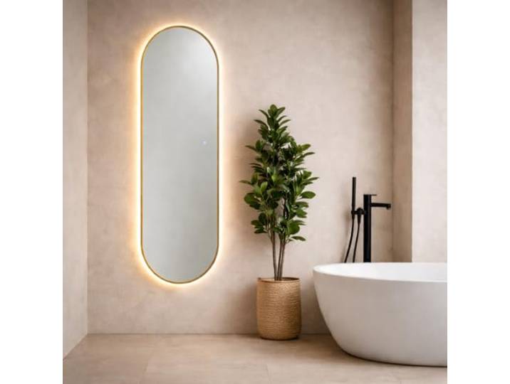 Kiamami Valentina - Miroir Vertical 160x60 avec LED et Cadre en Laiton