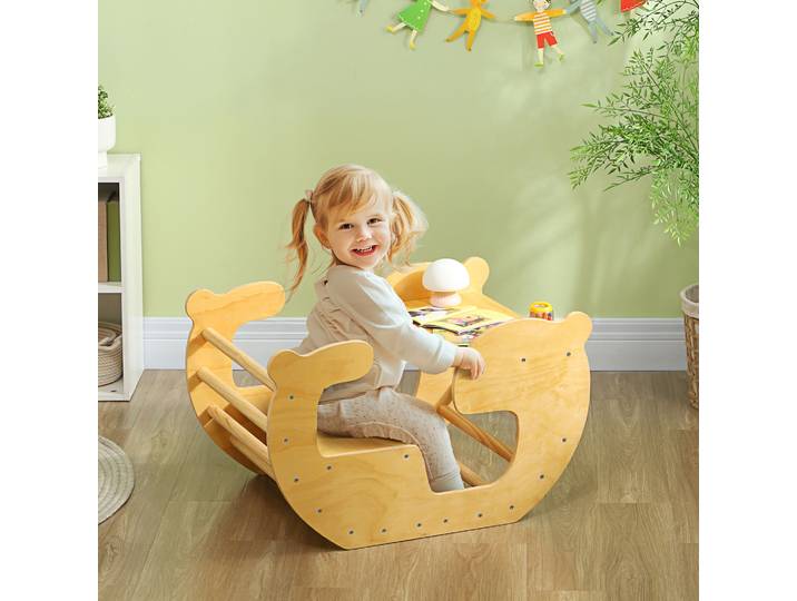 AIYAPLAY Arche d'Escalade 2-en-1 Bois Naturel 18-48 Mois