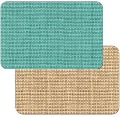 CounterArt Teal and Natural Basket Weave Design Reversible Easy Care Plastic Placemat Set of 4 Made in The USA