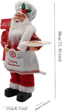 Inspire Picks 12 Inch Chef Santa Christmas Figurine Standing Santa Holiday Kitchen Decoration a