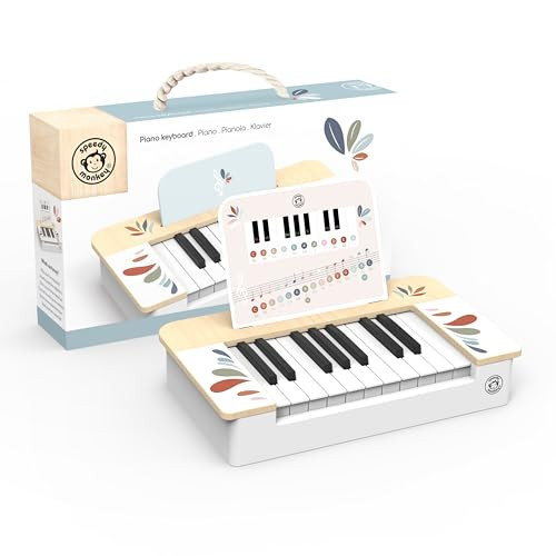 Speedy Monkey houten piano keyboard speelgoed FSC gecertificeerd voor 3 jaar en ouder