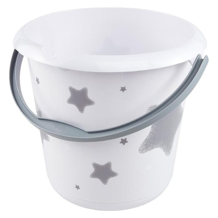 keeeper Deko-Reinigungseimer ilvie "Sterne", rund, 10 Liter weiss mit Druck, Material: PP, ergonomisch (1 Stk.) (1260051919600)
