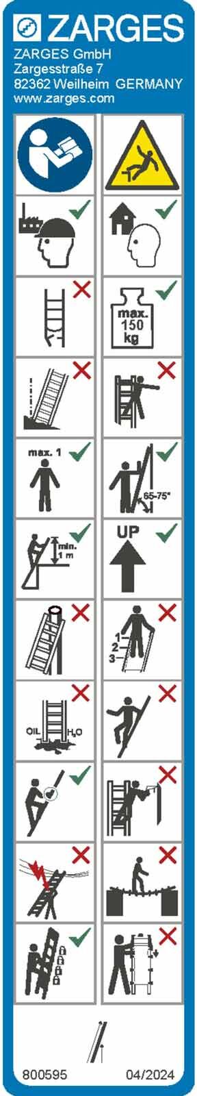 Zarges Hinweisschilder für Compactstep L