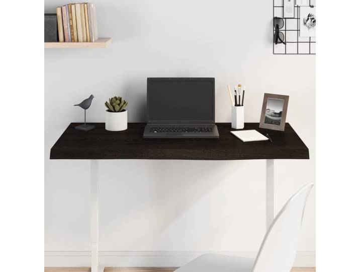 vidaXL Tischplatte Dunkelbraun 100x50x(2-6)cm Massivholz Eiche