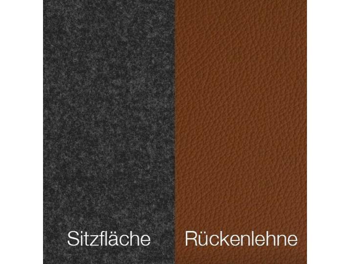 Contur Einrichten Penthouse Armlehnstuhl mit Schlittenfuß - Textilgewebe Future Middengrijs &amp; Leder Tendens Saddle Brown - Komfort Modern