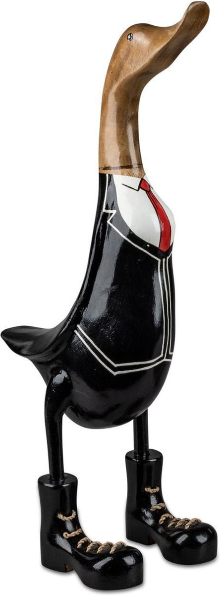 Boltze Decoratieve Houten Eend - Bruin en Zwart - 50 cm