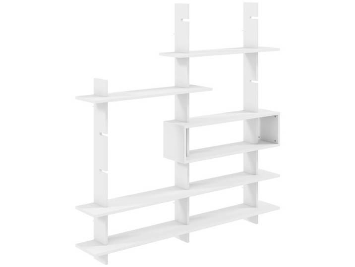 Étagère Mural Géométrique avec 4 Rayons Meuble de Rangement pour Salon et Bureau - Blanc