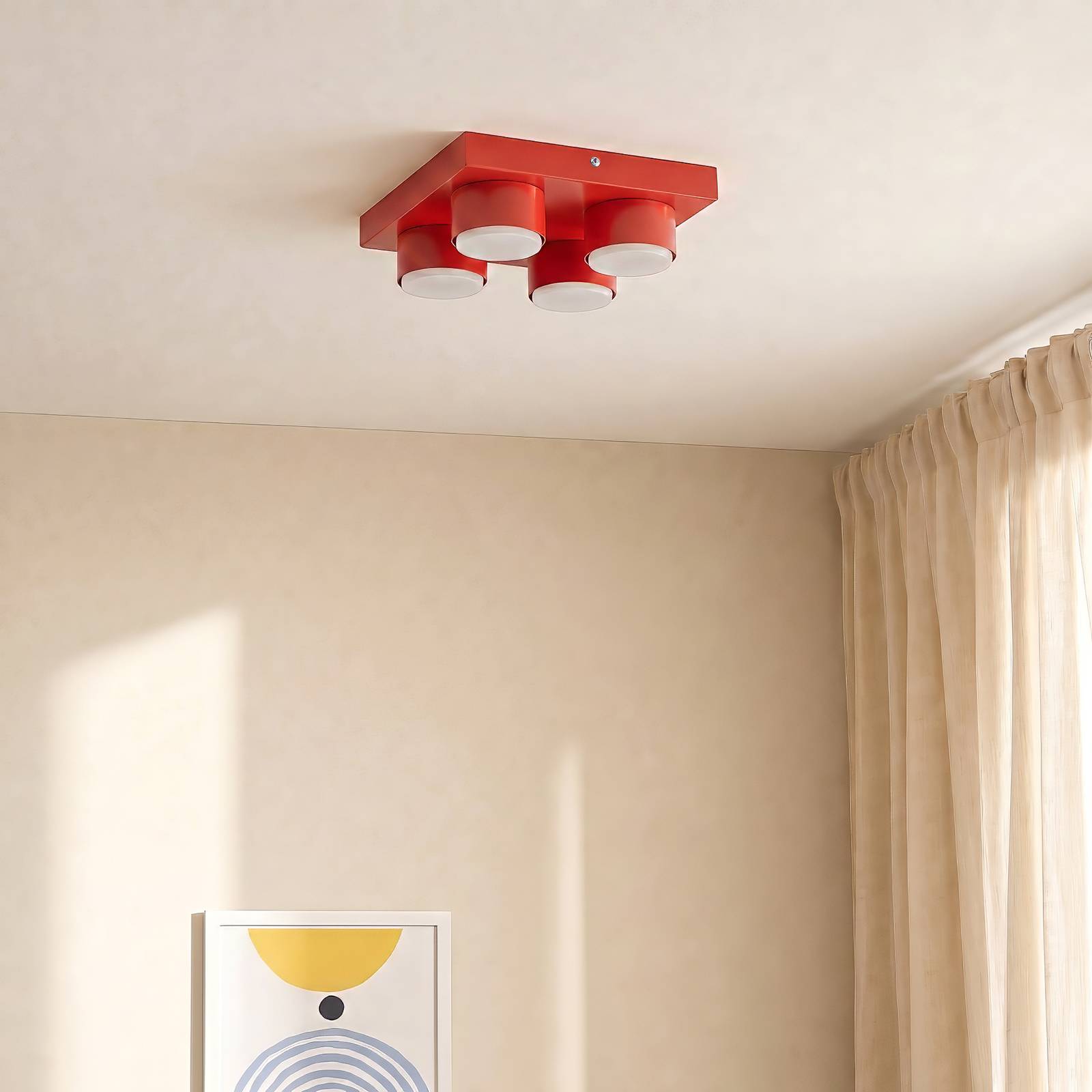Deckenlampe Brix TK Lighting, dimmbar, rot, für Wohn- / Esszimmer, Metall, Modern, Deckenlampe