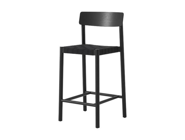 &Tradition Betty TK12 Counter Chair Barstuhl 65 cm Schwarzes leinen-schwarz lackierte esche