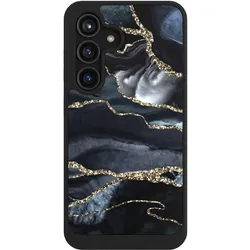 Nivocase Hülle für Samsung Galaxy S24 Handyhülle NIVOcore Case Schwarz Glitzer Look Marmor Trends (Samsung Galaxy S24), Smartphone Hülle, Schwarz