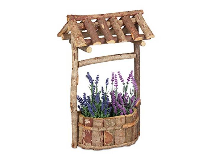 Relaxdays Décoration Jardin\, puits décoratif en Bois\, déco Bassin et étang avec écorce\, HxLxP: 43 x 25 x 18 cm\, Nature