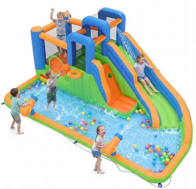 Costway Inflatable Water Slide with Dual Climbing Walls and Blower Excluded