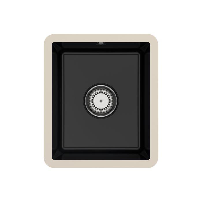 Villeroy und Boch Unterbauspüle 332401S5 mit Ablaufgarnitur und Handbetätigung, Ebony