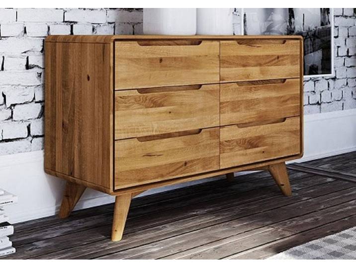 Kommode 90x65cm 'Jakob' Wildeiche massiv geölt 6 Schubkästen